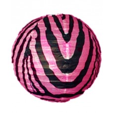16" Paper Lantern "Funky Zebra" - Regular Wire Ribbed